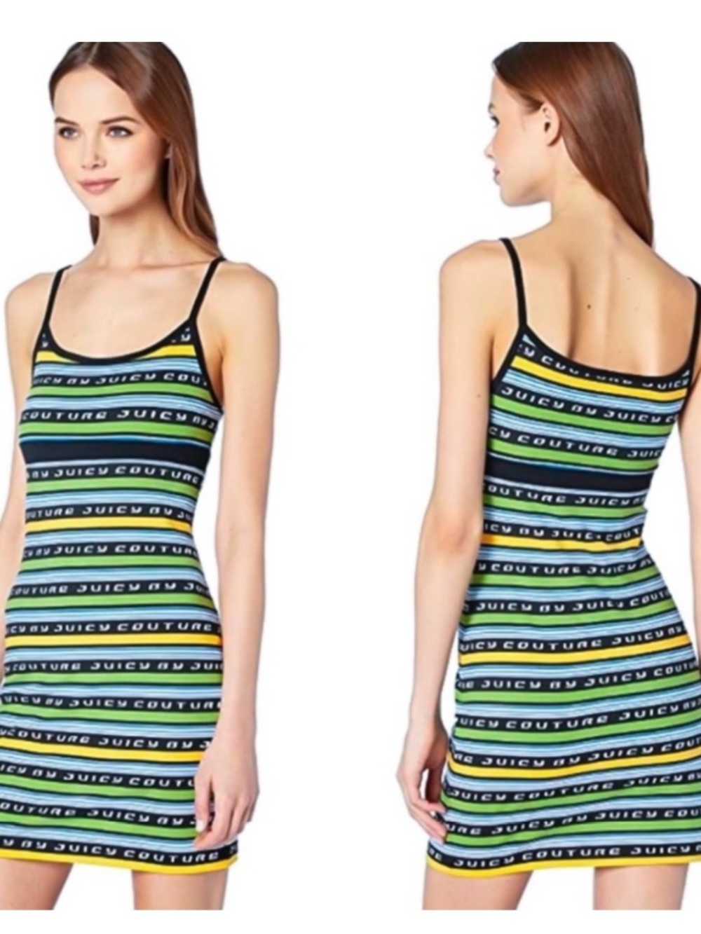Y2K Juicy by Juicy Couture Racer Stripe Logo Slip Dress
